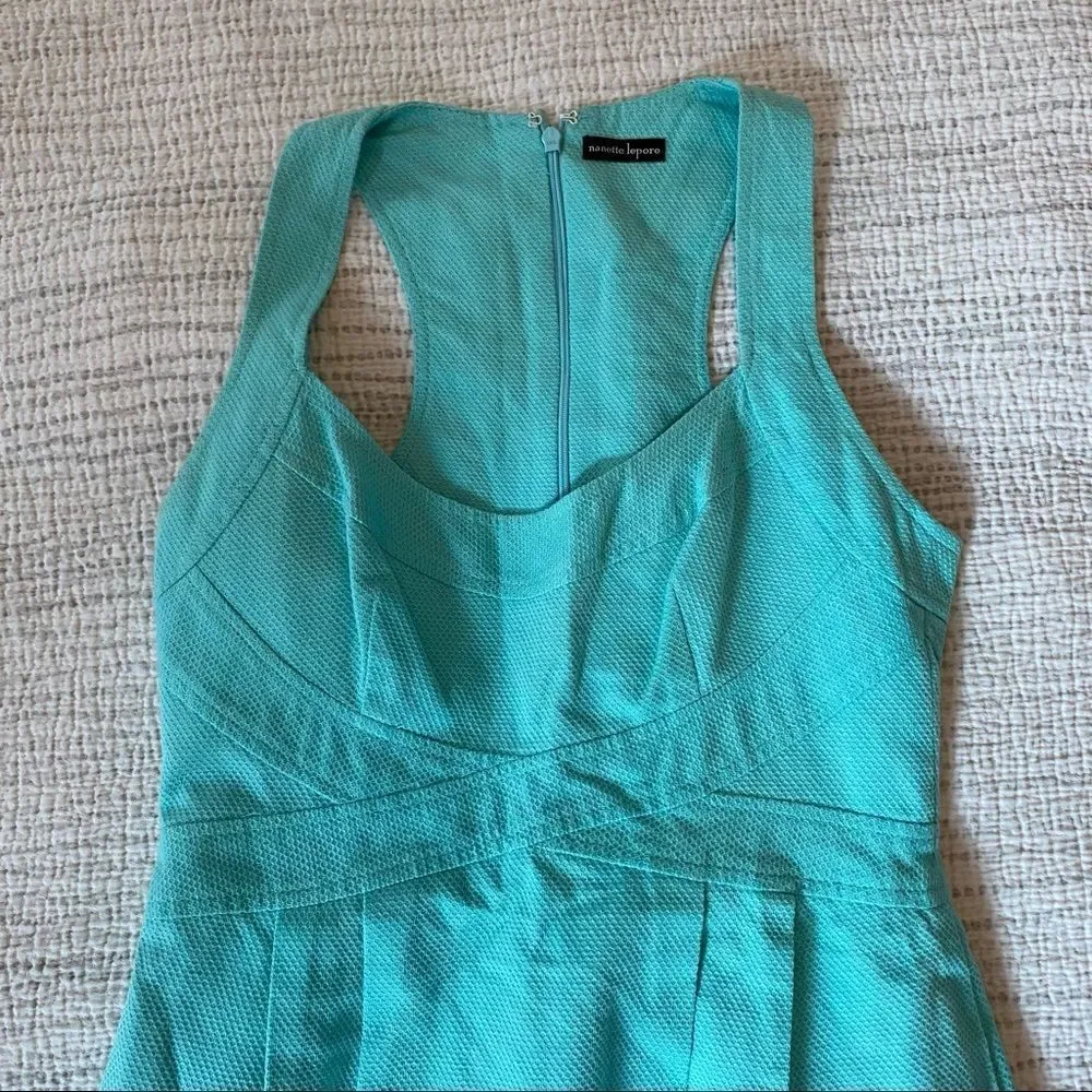 💙 Nanette Lepore Textured Basketweave Tiffany and Co Blue Dress size XS